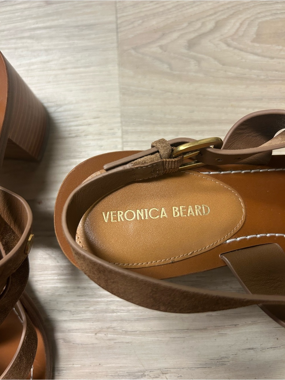Veronica Beard Sandals Elodie Slingback Brown Leather Strappy Womens Sz 8.5M - Picture 4 of 14